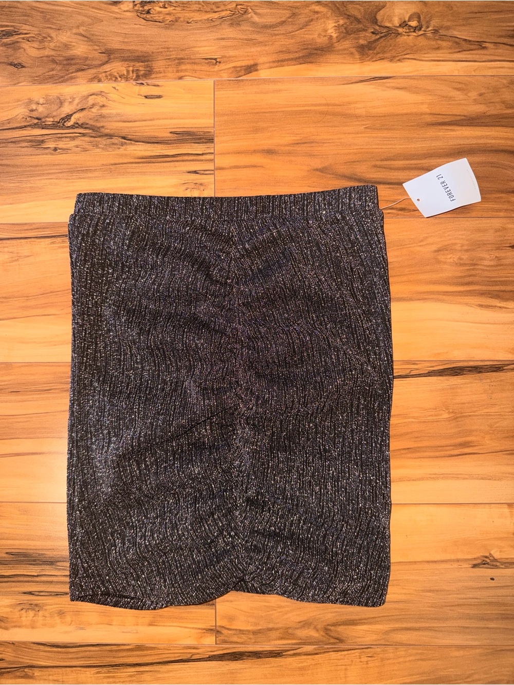NWT Ruched Metallic Charcoal Skirt